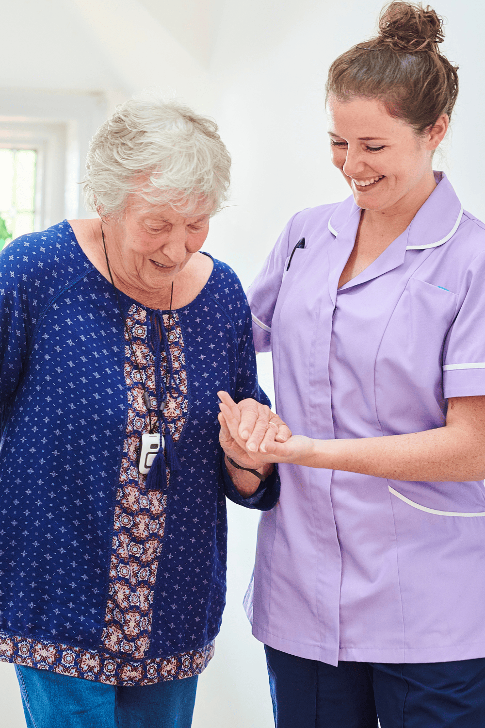 Care home worker and client